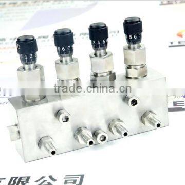 High pressure 4 way gauge regulating valve