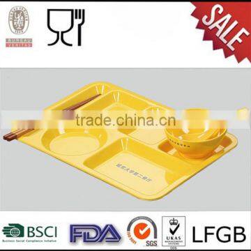 Yellow color melamine divided plate for restaurant melamine dinner set