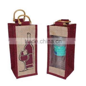 New generation eco-friendly one bottle wine bag , burlap wine tote , burlap tote