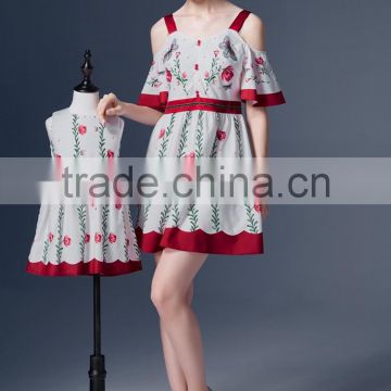 New Arrrival mother and daughter dress floral printed clothes mother daughter dresses