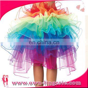 Wholesale Colorful Adult Dancing Tutu Layered Organza Party Rainbow Skirt Clubwear