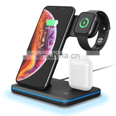 universal wireless charger wholesale for iphone new 2020 trending product charger mobile phones/earphone/Watch charger 3 in 1