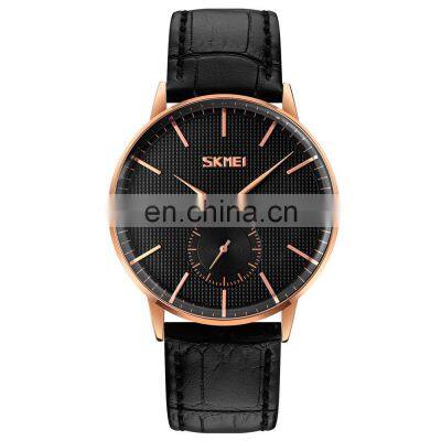 Skmei 9273 Casual Wrist Watch Date Clock Men Quartz Watches with Leather Strap