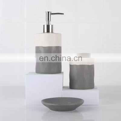 Hot sale grey ceramic 3pc bathroom accessory set