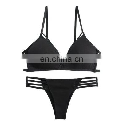 OEM customize logo underwear set cotton wireless sport bra and panty sets luxury