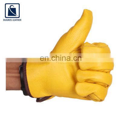 Premium Quality Wholesale Supply Key Stone Thumb Leather Hem Binding Genuine Leather Gloves for Bulk Purchase