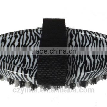 2015 NEW zebra pattern horse body brush with black strap for grooming