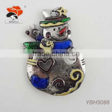 cute cartoon vintage style carved alloy winter christmas jewelry snowman brooch