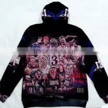 Custom made Black all over Sublimation Printed Polyester Fleece Hoody
