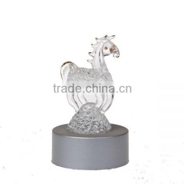 Led glass christmas type figurine /LED glass horse for inside decoration