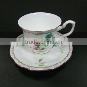 YF27004 ceramic gold rim coffee cup with saucer