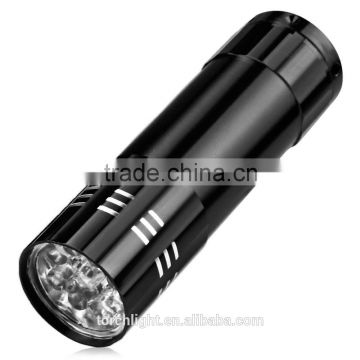 Camping Mini 9 LED flashlight high power 9 leds flash light Black Hiking Torch Lamp Flashlight use 3* AAA battery
