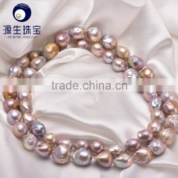 multi color fresh water 13-15mm fireball baroque pearl strand for wholesale