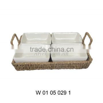 Square Seagrass Tray for Serving Tea