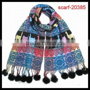 Winter fashion pom pom tassel scarf