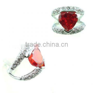 Fashion ring, Alloy ring,Zircon+ CZ stone ring heart style red color PD plating