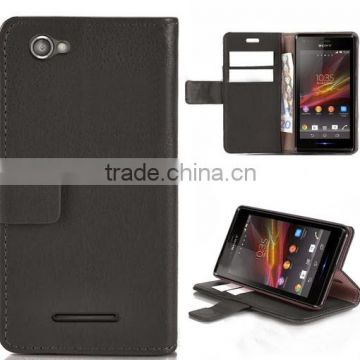 For sony xperia M c1905 black wallet leather case high quality factory's price