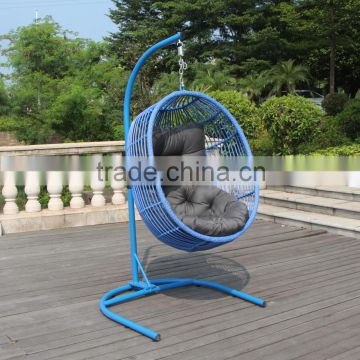 Barcelona Blue single comforable hot sale round rattan wicker hanging chair