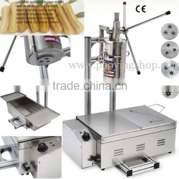 (3 in 1) Commercial Use 3-hole 5L Spanish Manual Churro Maker with Cutting System + Working Stand + 25L 220v Electric Deep Fryer