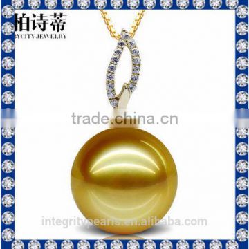 10mm AAA fashion yellow gold pearl pendant