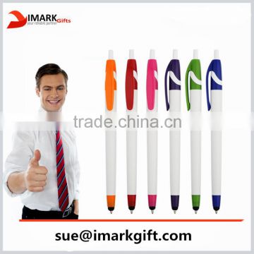 Novelty cheap promotional touch pen with logo 2 in 1 stylus touch pen
