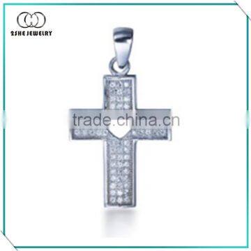 Hot sale silver cross with heart pendant