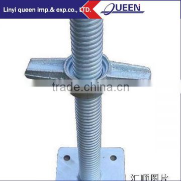 Hollow pipe screw jack base plated scaffolding with building