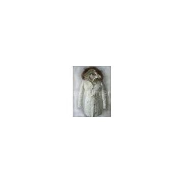 White Duck Feather Womens Long Down Coat With Polyester Shell