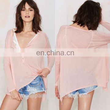 high quality women sexy custom tee shirts loose pink tee blousees