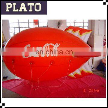 Red Color Indoor Inflatable zeppelin, helium blimp shape balloon