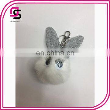 2017 fashion latest popular trendy key pom kerying cute animal fur fault ball key chain