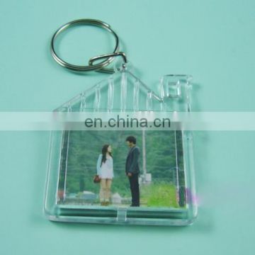 2017 custom house shape acrylic photo keychain with decoration key ring gifts