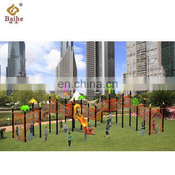 Baihe cartoon new design kindergarten kids playground slide outdoor games for children