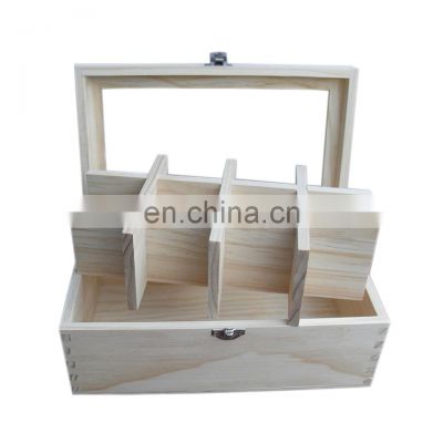Natural eco-friendly simple useful style wood tea storage box packaging with clear lid