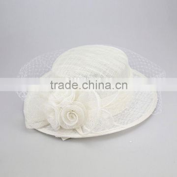 White Organze Plain Wedding Hat