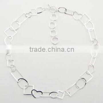 Delicate Mixed Open Shapes Sterling Silver Trendy Necklace