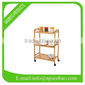 3-tier bamboo kitchen trolley