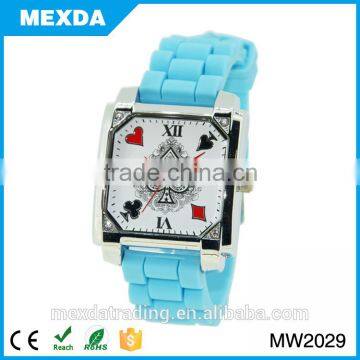 High quality square shaped silicone quartz movement watch for women