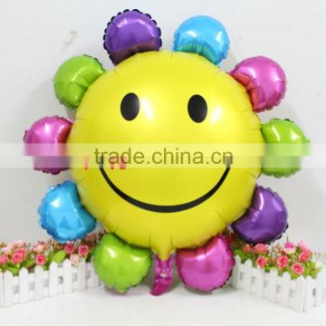 85*82 cm rainbow sun flower balloon smile face foil helium balloons