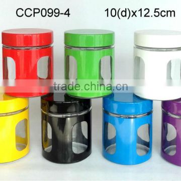 round glass jar with metal coating (CCP099-4)