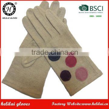 HELILAI Gloves Factory Beige Woolen Gloves With Circles