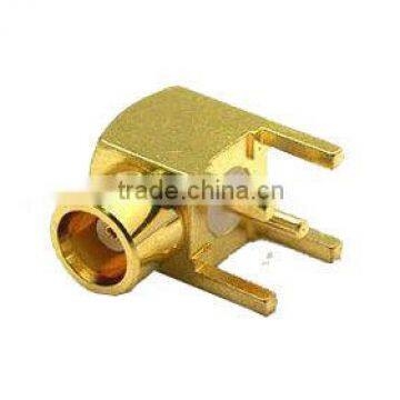 Socket MCX female mounting connector angled 90degree 50ohm THT gold plated