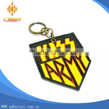 Top design custom cheapest embroidery letter shape keychain without MOQ
