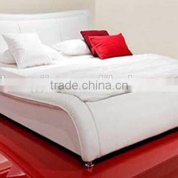 Modern Soft High Headboard Curve White PU PVC Fabric Bed #510