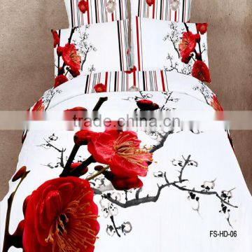 3d red plum design reactive printed bedding sets