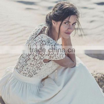 Short Sleeve Maternity Wedding Dresses 2016 Beach Wedding Gowns