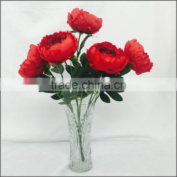 Artificial red peony flowers