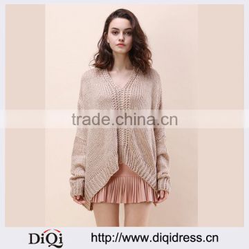 Customized Ladies Oversized Beige Relax Knit Sweater(DQE0023TS)
