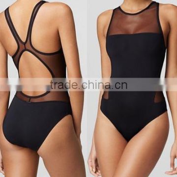 latest new sexy open transparent net one piece girls swimwear