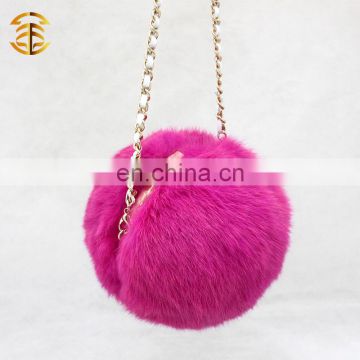 2017 New Style Fashionable Genuine Fox Pom Pom Fur Bag